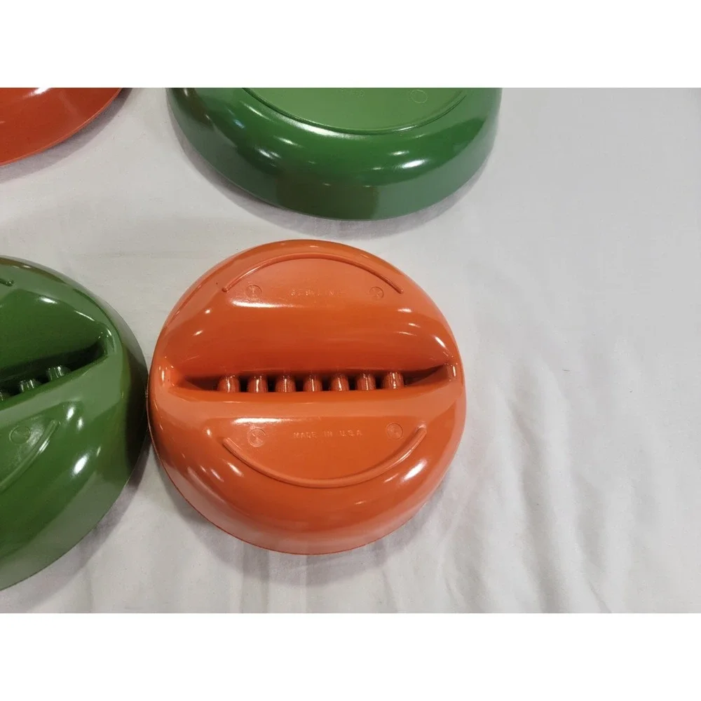 USA Vtg GES Melmac 4 NOS‎ Green Orange Ashtrays 7.5